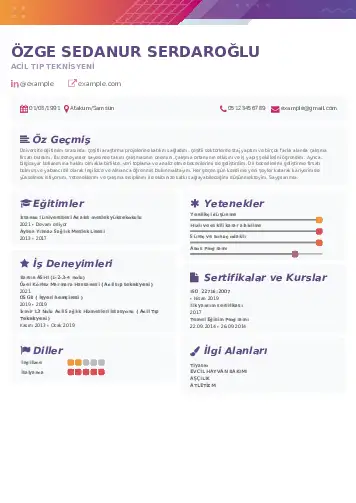 Acil Tıp Teknisyeni CV Örnekleri cv indir